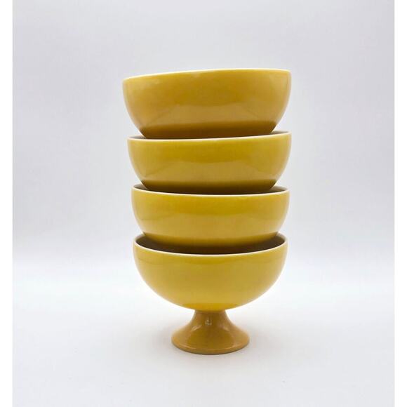 Mid- Century Yellow Ceramic Dessert Cups - Set of 4 - Picture 5 of 6